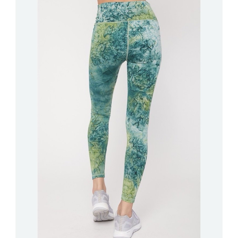 Rebody Essential‎ Green Tie Dye Leggings 7/8 Size 10